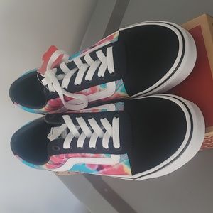 Vans Size 9 Black with Tie Dye